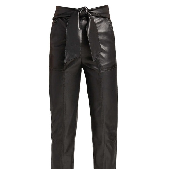 JONATHAN SIMKHAI TESSA VEGAN Leather Tie High Waisted Pant in Black - Picture 7 of 16